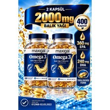 Maxigal Omega 3 Balık Yağı (Trigliserid) Takviye Edici Gıda 200 Kapsül 2'li Paket