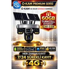 O-Kam OK335 Premium 12MP 4 Kameralı 4G Çift Solar Panel AOV Gece Görüş Sesli Konuşma Akıllı Kamera 1 Yıl İnternet