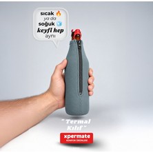 Xpermate 500 ml Fermuarlı Bira Şişesi Kılıfı Neopren Termal Soğuk Tutucu Gri