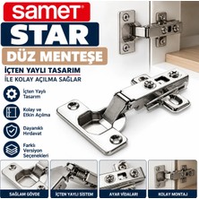 FREKANS Samet Star Düz Menteşe İçten Yaylı Mobilya Dolap Kapak Menteşesi