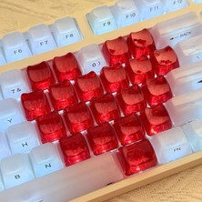 Silabor 21 Tuşlu Şeffaf Kırmızı Mekanik Klavye Tuşu Seti | Rgb Uyumlu Keycaps Takımı | Dekoratif Işık Geçirgen Keycaps | 1 Set