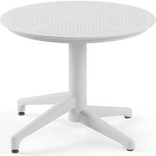 Die Grup Tr Moon Sehpa Q60 cm - Bahçe, Balkon, Havuz Kenarı, Teras, Kafe, Restoran, Iç, Dış Mekan Için Süt Beyaz