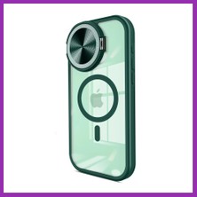 Salmore iPhone 14 Pro Max Uyumlu Kılıf Teleskop Lens Magsafe Silikon Kapak - Koyu Yeşil Bty
