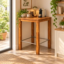 INTERBUILD REAL WOOD Interbuild Chicago Bar Masamasif Akasya AHŞAP(75X75X95)CM Iç Mekan/ Dış Mekan Bar Masası, Balkon,bahçe,teras,veranda Masası  Renk; Altın Teak