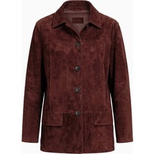 Pandas Merlot Bordo Süet Ceket