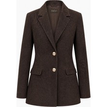 Pandas Valen Kahverengi Süet Kruvaze Kadın Blazer Ceket