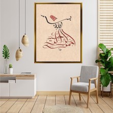 Giyense Tablo Kırmızı ve Siyah Hat Sanatlı Semazen Figürlü Kanvas Tablo