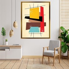 Giyense Tablo Retro Mid-Century Geometrik Renkli Bloklar ve Yıldız Motifli Soyut Kanvas Tablo