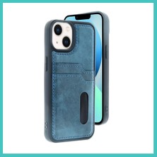Ny Joy iPhone 14 Uyumlu Kılıf Sara Kartvizitli Deri Kılıf - Lacivert Nyjoybz