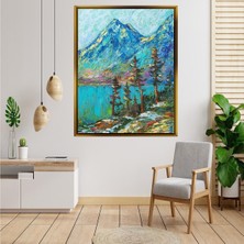 Giyense Tablo Mavi Dağlar ve Çam Ağaçları Doğa Manzaralı Modern Soyut Kanvas Tablo