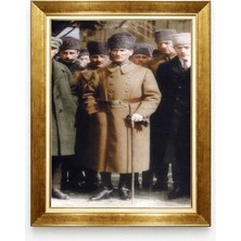 Giyense Tablo Atatürk Kalpaklı Tablo Tarihi Milli Mücadele Ruhu Çerçeveli Kanvas Portre