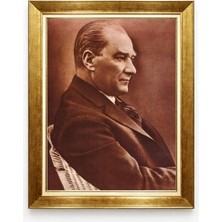 Giyense Tablo Mustafa Kemal Atatürk Şık Takım Elbiseli Profil Tablo Altın Çerçeve