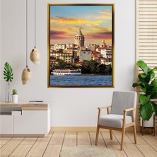Giyense Tablo Gün Batımı Kızıllığında Galata Kulesi ve Istanbul Manzaralı Kanvas Tablo