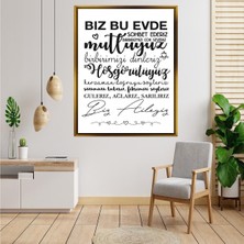 Giyense Tablo Biz Bu Evde Mutluyuz Biz Aileyiz Yazılı Tipografi Kanvas Tablo