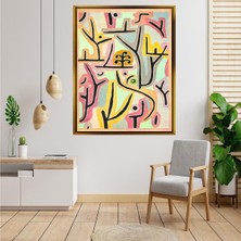 Giyense Tablo Pastel Tonlarda Soyut Ağaç ve Çizgi Kompozisyonu Kanvas Tablo