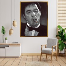 Giyense Tablo Siyah Beyaz Purolu Film Karakteri Scarface Al Pacino Kanvas Tablo