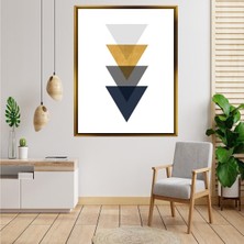 Giyense Tablo Geometrik Üçgen Tasarımlı Altın ve Lacivert Modern Kanvas Tablo