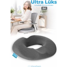Viscofoam Ultralüks Ortopedik Oturma Simidi Kuyruk Sokumu Yastığı Visco Oturma Simidi - Gri