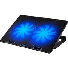 Juo Windy LED Aydınlatmalı Notebook Soğutucu 10-15.6 inç Uyumlu İki Fanlı Ayarlanabilir Yükseklik
