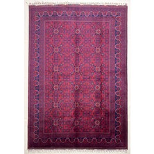 El Dokuma Afgan Halı 6 Metre Biljik  Desenli Kök Boya 197 x 298 cm