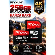 Ryan 256GB Micro Sd Hafıza Kartı U3 V30 4K Araç Kamerası Drone Telefon Retro Güvenlik Kamerası Destekli