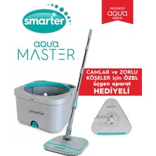 SMARTER Aqua Master + Üçgen Aparat Temiz & Kirli Suyu Ayırma Özelliği Otomatik Temizlik Seti Mop Paspas Cam ve Köşe Için