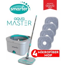 Smarter Aqua Master 4 Adet Mikrofiber Mop Temiz&kirli Suyu Ayırma Özelliği Otomatik Temizlik Seti Paspas