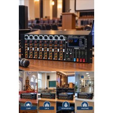 Midex MX-2400U Rack Tipi Power Mikser 2X600W 8 Kanal Usb-Bt Amfili Mixer Efektli