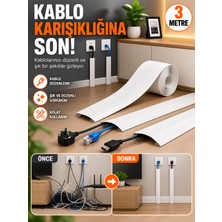 Mucit Home Kablo Kanalı 3 Metre - Yapışkanlı Kablo Gizleme ve Kablo Düzenleyici Organizer