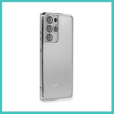 Ny Joy Samsung Galaxy S21 Ultra Uyumlu Kılıf Lensli Silikon - Gümüş Nyjoybz