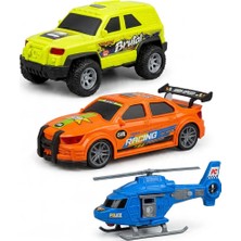 Tufy Toys Işıklı ve Sesli 3'lü Yarış ve Kurtarma Araçları Oyun Seti 1:20