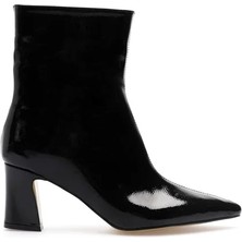 Deridün Yıldız Shoes Nadia Kadın Siyah Rugan Kalın Topuklu Kışlık Bot