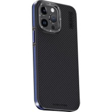 Joko Apple Iphone 15 Pro Max Kılıf Aramid 600D Kevlar Karbon Fiber Magsafe Kapak - Lacivert