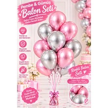 Mucit Home 10 Adet Pembe Gümüş  Balon Seti – 12 Inç | Parlak ve Göz Alıcı Parti Balonları