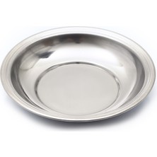 Baydursan Paslanmaz Çelik Tabak Kalın Çelik Metal Parlak Yemek Tabağı 15 cm Derinlik 3 cm NO.1
