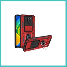 Ny Joy Redmi Note 9 4g Uyumlu Kılıf Pars Lens Yüzüklü Silikon - Kırmızı Nyjoybz