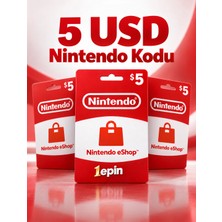 1Epin Nintendo Eshop Card 5 Usd Dijital Ürün, Oyun Pinleri Için Anlık Teslimat