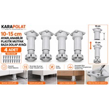 Karapolat Ayarlanabilir Plastik Mutfak Baza Dolap Ayağı 10-15 cm 4 Adet Vida Dahil