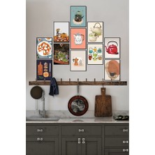 Özcanlar Çerçeve Renkli 11 Parça Lazer Kesim Ahşap Mutfak Dekoratif Seti 15x20 cm Evinize Değer Katar