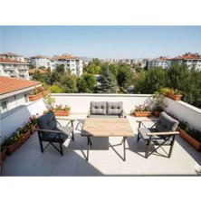 Gül Konsept 2 1 1 Masalı(Orta Gri) Balkon Bahçe Takımı ve Çay Seti