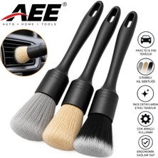 Aee® 3’lü Premium Oto Detay Temizlik Fırça Seti – Araç Içi ve Dışı Bakım Için 3 Farklı Kıl Sertliği, Çok Amaçlı Temizlik Fırçası Torpido Klima Menfez Toz Alma Köpükleme Çizmez