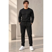 Gd Goldoremi Erkek Jakarlı Çelik Örme Regular Beli Lastikli İpli Fermuarlı Rahat Jogger Pantolon