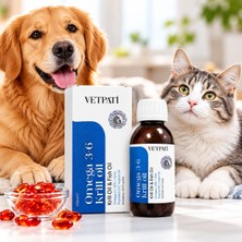 Vetpati Omega 3-6 Krill Oil Kedi ve Köpekler Için Sıvı Yağ Takviyesi 100 ml