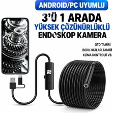 Qasul Yeni Nesil Su Geçirmez Endoskop Yılan Video Kamera Led'li 1,5 Metre 5 mm Sert Kablo