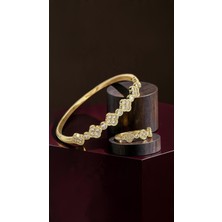 Dore Collection Marka Model Premium Çelik Ikili Kelepçe Yüzük Takı Seti