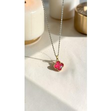 Dore Collection Taş Dokulu Yonca Formlu Cerrahi Çelik Kolye