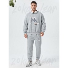 Zoka Wear Genc Sevgililer Baskili Kisa Baskılı Gri Eşofman Takımı