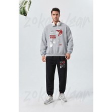 Zoka Wear Pop Un Krali Michael Jackson Ozel Baskılı Gri Siyah Eşofman Takımı