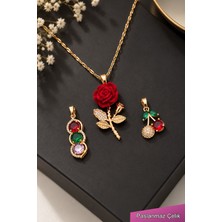 Trend Collection Değiştirilebilir Kolye Uçlu Gold Çelik Kolye Set – 3’lü Kadın Kolye
