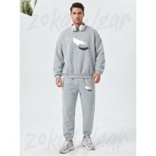 Zoka Wear Karga Baskili Baskılı Gri Eşofman Takımı